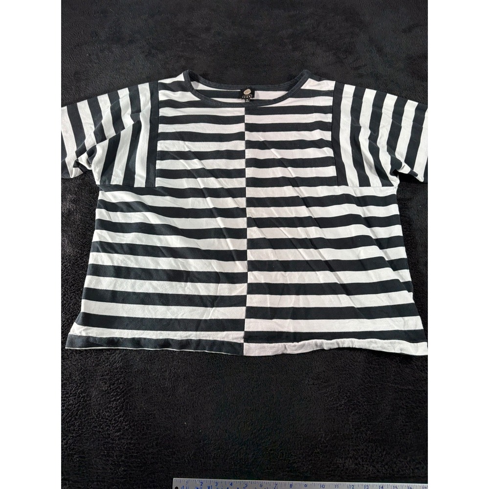 JNY Jones New York Sport 3X Striped T-Shirt‎ Black White Short Sleeve Top